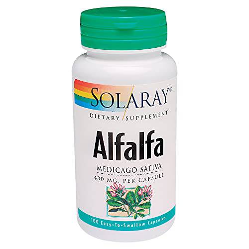Solaray Alfalfa Leaf 860mg | Vitamin-Rich Superfood w/ Fiber & Chlorophyll | Healthy Blood, Kidneys & Digestion Support | Non-GMO, Vegan | 100 VegCaps