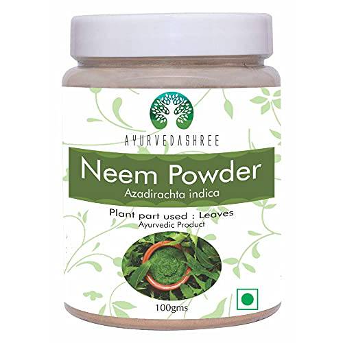 AYURVEDASHREE Neem Leaf Powder 100 Gm | Azadirachta Indica | Wild Crafted Neem Leaf Powder | Very Bitter Neem Supplement for Skin Hair and Detox | Non GMO, Gluten Free, Vegan