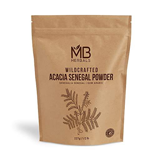 MB Herbals Acacia Gum Powder 227 Gram (8 oz / 1/2 lb) | Wildcrafted Acacia Senegal Powder | Acacia Fiber Powder | Gum Arabic Powder | Plant Based Edible Gum Powder | Origin: Senegal