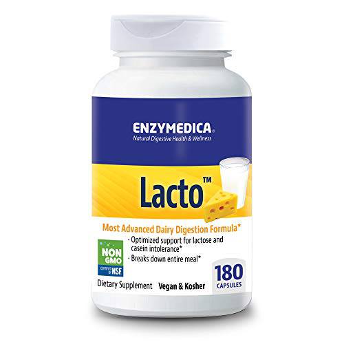 Enzymedica Lacto, Maximum Strength Formula for Dairy Intolerance, With Enzymes Lactase and Protease, Relieves Digestive Discomfort, 30 capsules (30 servings)