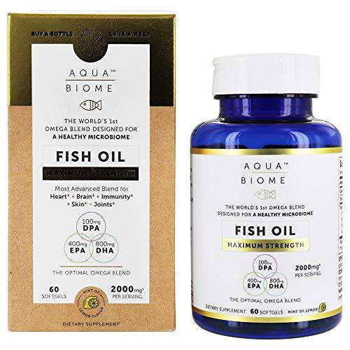 Aqua Biome, Omega-3, Maximum Strength, Lemon, 1,000 mg, 60 Softgels, Enzymedica
