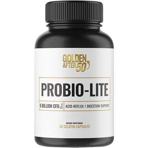 Golden After 50 Probio-Lite - for Gut Health and Digestion Support - Probiotics for Men and Women - 30 Gelatin Capsules - Probiotics for Occasional Heartburn, Gas, Indigestion