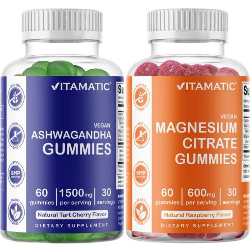 Magnesium Gummies & Ashwagandha Gummies - Relaxation - Calmness - 60 Gummies Each
