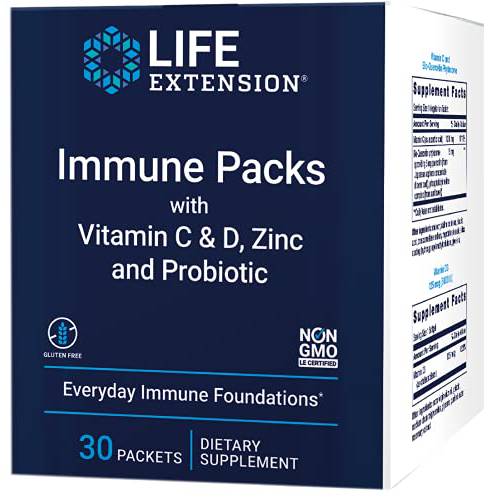 Life Extension - Immune Packs with Vitamin C & D, Zinc and Probiotic (30 Packs)