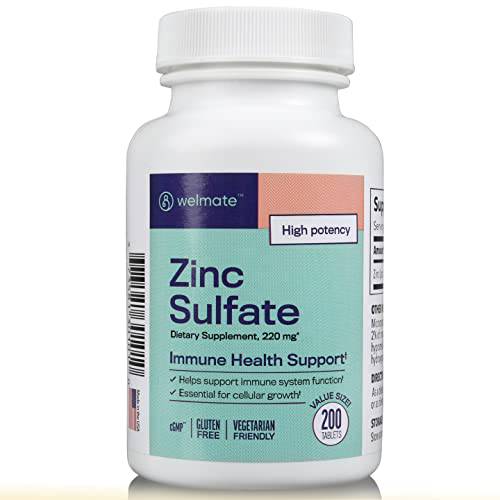Welmate Zinc Sulfate 220mg | Dietary Supplement | Immune Health Support | 200 Count Tablets