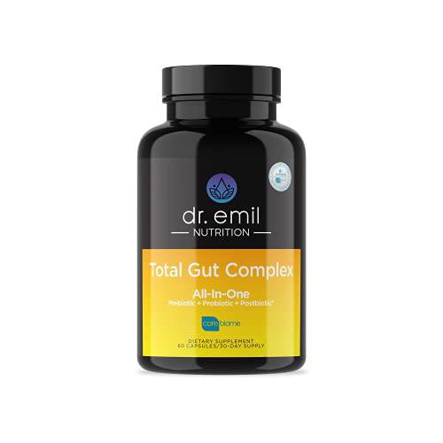 DR EMIL NUTRITION Total Gut Health Complex - Prebiotic + Probiotic + Postbiotic Gut Health Supplements for Women and Men - Probiotics for Digestive Health & Gut Health, 60 Capsules