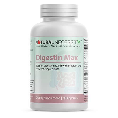 Natural Necessity - Digestin Max - Support Digestive Health with Prebiotic and Enzymatic Ingredients - 90 Count Capsules