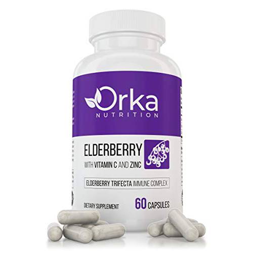 Black Elderberry Supplement Capsules for Adults - Boosts Immunity & Supports Gut Health - with Zinc & Vitamin C - Advanced Formula 500mg - Non-GMO, Gluten Free, Vegan - 60 Servings