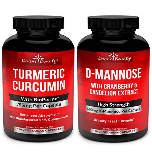 Turmeric Curcumin with BioPerine & D-Mannose Capsules Bundle