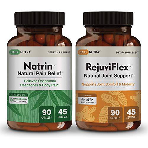 Natural Pain Relief Supplment Bundle by DailyNutra: Includes Natrin Natural Pain Reliever and RejuviFlex Natural Joints Support