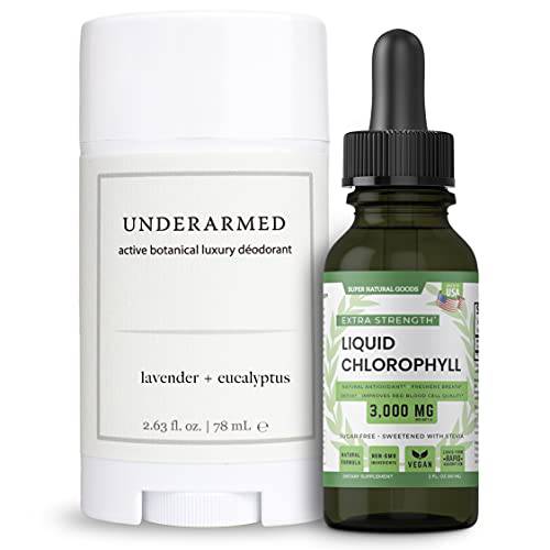 Launch Special - Chlorophyll Liquid Drops & Lavender + Eucalyptus Deodorant Bundle - Aluminum Free, Toxic Free, Chemical Free Deodorant / Natural, Non GMO Chlorophyll for Gut & Digestive Health