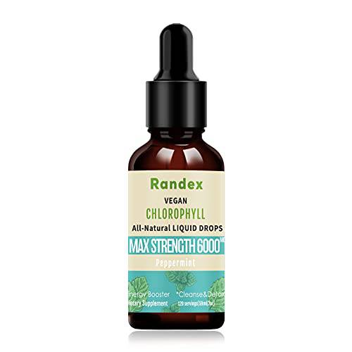 RANDEX 6000MG Chlorophyll Liquid Drops Organic Energy & Immune Booster, Internal Deodorizer - Gluten-Free,Vegan Formula - Nutritional Supplements , Natural Concentrate - Peppermint Flavor