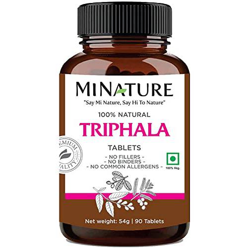 Triphala Tablets by mi Nature -90 Tablets, 1000mg | 45 Day Supply | Triphala Supplement with Amla, Haritaki & Bibhitaki | Healthy Digestive Function - Antioxidant Support | from India