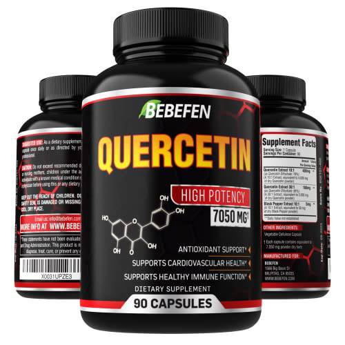 BEBEFEN Quercetin Capsules - 7050mg Formula Pills with Black Pepper Extract - 90 Capsules Quercetin Pills for Supports Immune Health & Cardiovascular Health - 3 Month Supply
