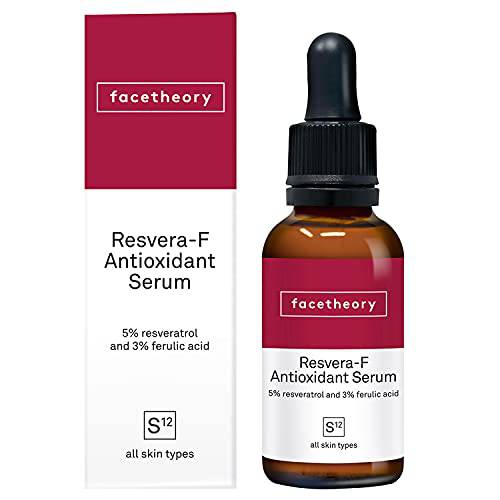 Facetheory Resvera-f Antioxidant Serum S12 - Ferulic Acid Serum - Fine Line Wrinkle Remover - Reduces Skin Pigmentation - Hydrates Skin - Vegan and Cruelty-Free (1.0 0z)