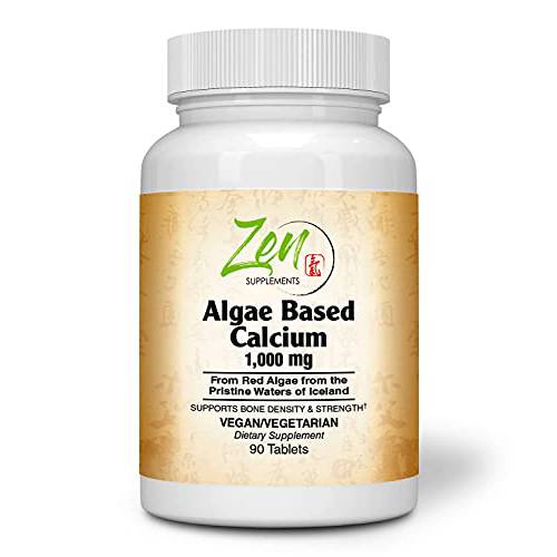 Algae Based Calcium, with Magnesium, Vegan D3 & Vegan K2 90 Tabs - Plant-Based Calcium Supplement with Magnesium, Boron, Promotes Bone Strength - All Natural Ingredients to be Highly Absorbable