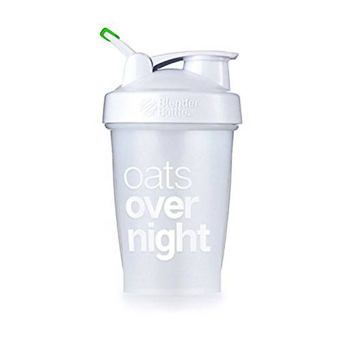 Oats Overnight BlenderBottle - Customized for Overnight Oats - NO Whisk Ball - Milk Fill Line - Clear/White/Green - 20-Ounce Loop Top