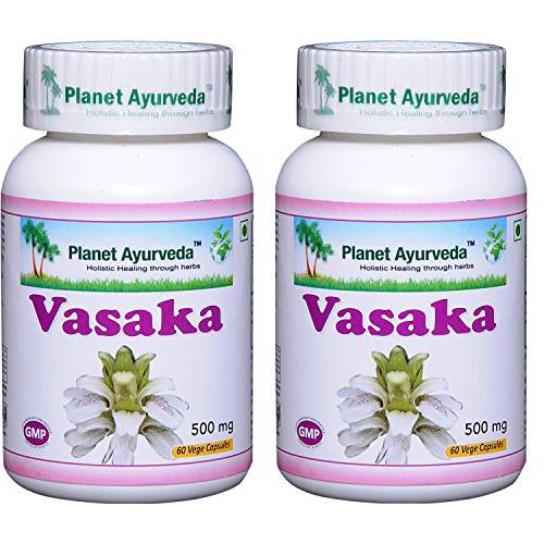 Vasaka - 2 Bottles (Each 60 Capsules, 500mg) - Planet Ayurveda (in USA)