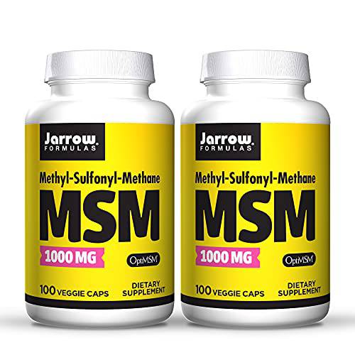 Jarrow Formulas MSM 1000 mg - 100 Veggie Caps, Pack of 2 - Methylsulfonylmethane - Important Source of Organic Sulfur - Strengthens Joints - Up to 200 Total Servings