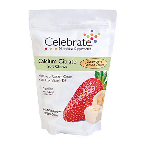 Celebrate Vitamins Calcium Citrate Soft Chews 500 mg - Strawberry Banana Cream - 90 Count