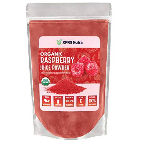 XPRS Nutra Organic Raspberry Juice Powder - Raspberry Powder Supplement - Raspberry Juice Powder Organic Fruit - Immune System Support with Vitamin C - Vegan Smoothie and Drink Supplement - (16 oz)