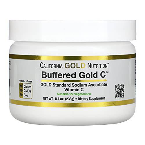 Buffered Vitamin C Powder, Non-Acidic, Gold C, USP Grade Sodium Ascorbate, Suitable for Vegans and Vegetarians, 8.40 oz (238 g)
