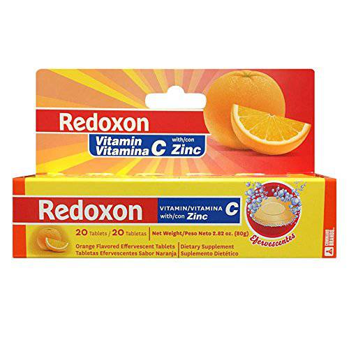 Redoxon Vitamin C with Zinc Orange Flavored Effervescent Tablets 20 Ea 2.82 Oz (Pack of 4)