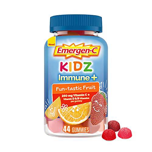Emergen-C Kidz Immune+ Immune Support Dietary Supplements, Flavored Gummies with Vitamin C, B Vitamins and Vitamin D for Immune Support, Fun-Tastic Fruit Flavored Gummies - 44 Count