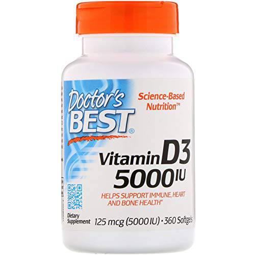 Doctor’s Best, (2 Pack) Vitamin D3, 125 mcg (5000 IU), 360 Softgels