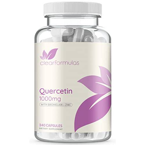 Clear Formulas Quercetin 1000mg Per Serving with Bromelain and Zinc Supplement - 240 Capsules - Quercetin Dihydrate to Support Immune Health and Cardiovascular