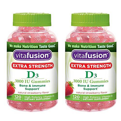 Vitafusion Extra Strength DpXYQH Vitamin D3 Gummies, 120 Count (Pack of 2)