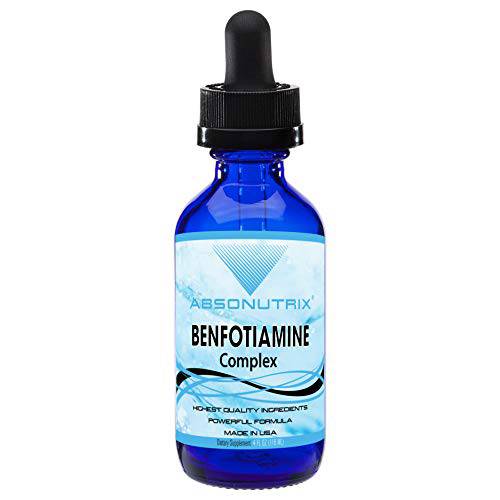 Absonutrix Benfotiamine Complex 300 mg, Fat Soluble Supplement, Helps Healthy Blood Sugar Levels, Healthy Circulation & Nerve Support - 4 Fl Oz Large Bottle - 200 Servings, GMP-Certified, Made in USA