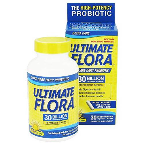 Ultimate Flora Extra Care Probiotic Supplement Vegetable Capsules , 30 CT (Pack of 2)