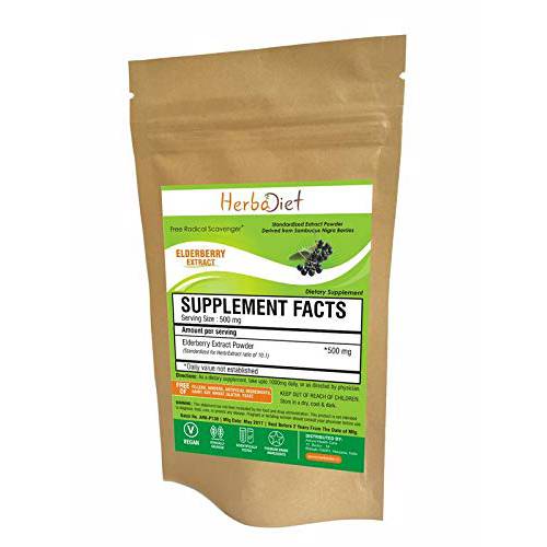 Elderberry Extract Powder | 10:1 Concentrated Extra Strength Black Elderberry Sambucus | Immune System, Energy Booster, Antioxidant Supplement | Non-GMO, Gluten Free (100 Gram)