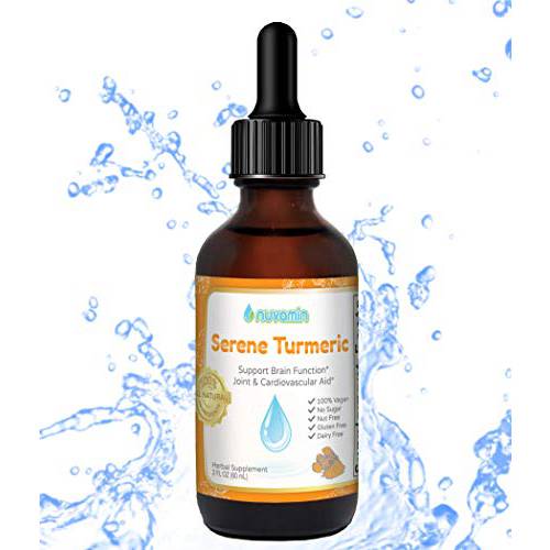 Nuvamin - Liquid Herbal Turmeric Drops with Curcumin for Adults, Teenagers, & Elders, 2Fl.Oz (60ml). 48 Daily Serving, Made of Pure & Organic Turmeric Roots in USA. All Natural Ingredients & Flavor