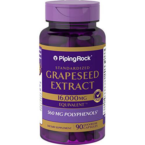 Grape Seed Extract | 16,000 mg (per Serving) | 90 Quick Release Capsules | Non-GMO, Gluten Free | by Piping Rock