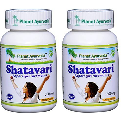 Planet Ayurveda Shatavari, 500 Mg Veg Capsules, 2 Bottles
