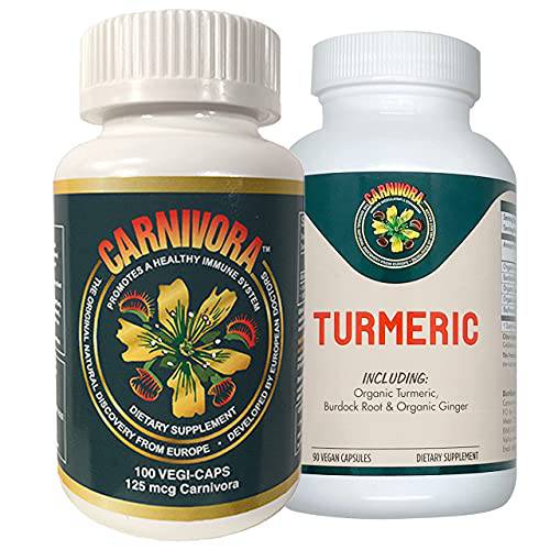 Carnivora Vegi Caps + Turmeric Combo - Immune System Support with Enhancement for Joints and Digestion (Bundle with 1 Bottle Vegi-Caps and 1 Bottle Turmeric)