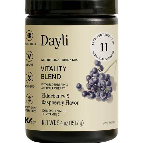 Dayli Vitality Nutritional Blend High in Vitamin C, with Quinoa Sprout and Elderberry to Support Immunity, 5.4 Oz (22 Servings)