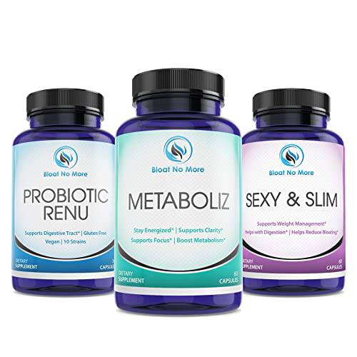 Probiotic Renu, Metaboliz and Sexy & Slim - Bloat No More 3-Step Wellness Kit