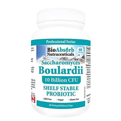 Bio Absorb Saccharomyces Boulardii Probiotic. 10 Billion CFU of S Boulardii. 60-Day Supply. Shelf-Stable, Vegan (60 Capsules)
