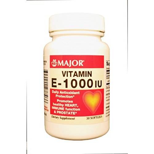 Major E 1000 IU SYN CAPS Vitamin E-1000 Unit Clear Yellow 30 CAPS UPC 309040277466