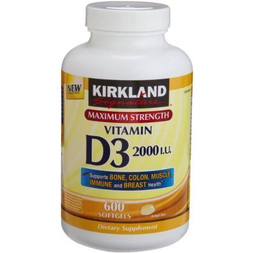 Kirkland Signature Maximum Strength Vitamin D3 2000 I.U. , Pack of 3