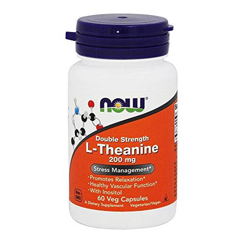 NOW Foods - L-Theanine Suntheanine 200 mg. - 60 Veg Caps pack of 3