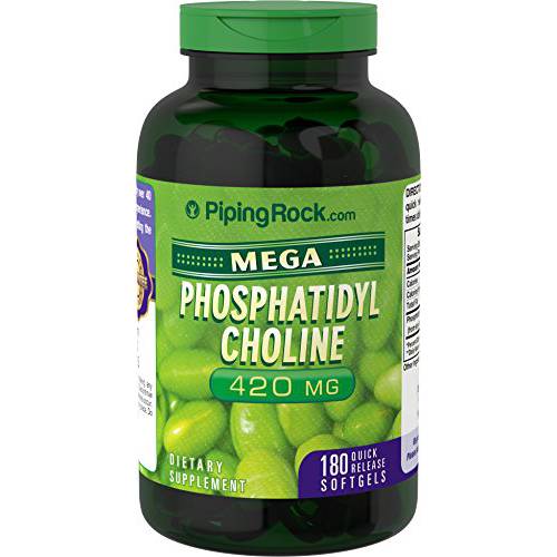 Piping Rock Phosphatidyl Choline 420mg | 180 Softgels | from Soy Lecithin | Non-GMO, Gluten Free