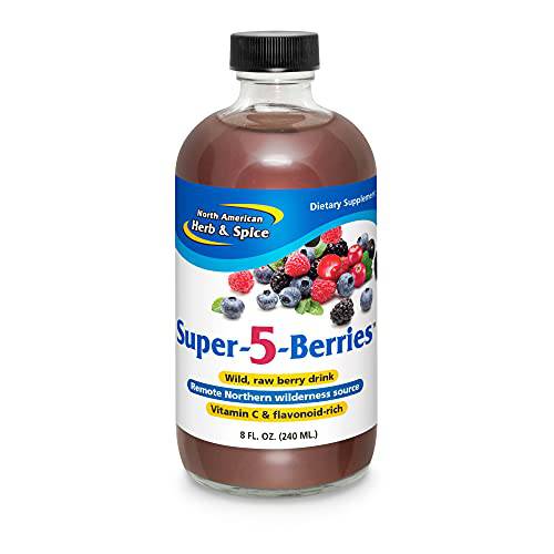 North American Herb & Spice Super-5-Berries - 8 fl. oz. - Wild, Raw Berry Drink - Potent Energizing Powers - Rich in Vitamin C & Flavonoids, Contains Camu Camu - 16 Servings