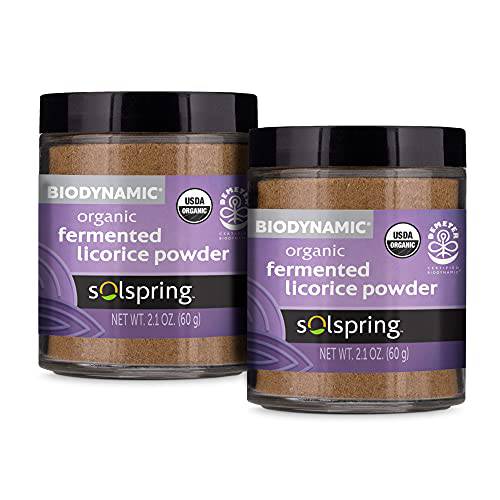 Dr. Mercola Biodynamic Solspring Organic Fermented Licorice Powder, 2.1 OZ. (60 g), Pack of Two (2) Jars, Non GMO, Soy Free, Gluten Free, USDA Organic, Demeter Certified Biodynamic
