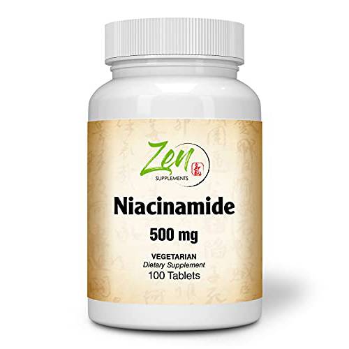 Pure Niacinamide 500mg - Natural Flush Free Niacin - Energy Metabolism and Booster, Skin Health, Cell Restoration, Easing Cognitive Decline in a Niacinamide Supplement - 100 Vitamin B3 Tabs