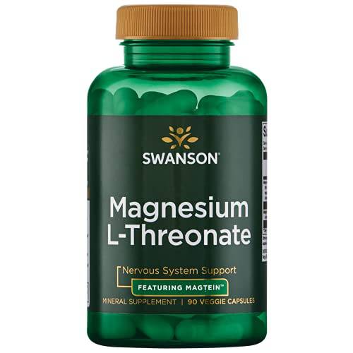 Swanson Magnesium L-Threonate - Mineral Supplement Promoting Nervous System Health - May Support Cognitive Health, Learning & Memory - (90 Veggie Capsules)