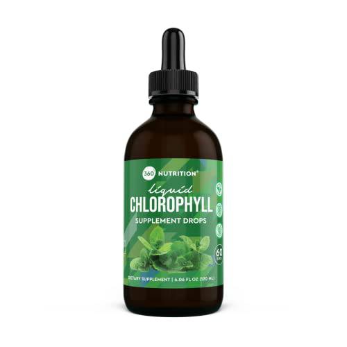 360 Nutrition Liquid Chlorophyll Drops with Peppermint Oil | Natural Detox, Radiant Skin, Cleansing and Digestion Support | 60 Servings Per Container